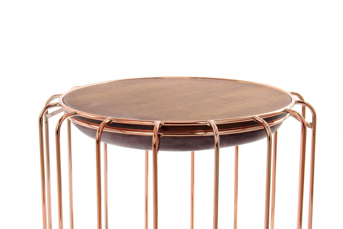 BEISTELLTISCH HOCKER 2 in 1 50/50/45 cm Violett, Kupferfarben  - Violett/Kupferfarben, Basics, Glas/Holzwerkstoff (50/50/45cm) - Kayoom