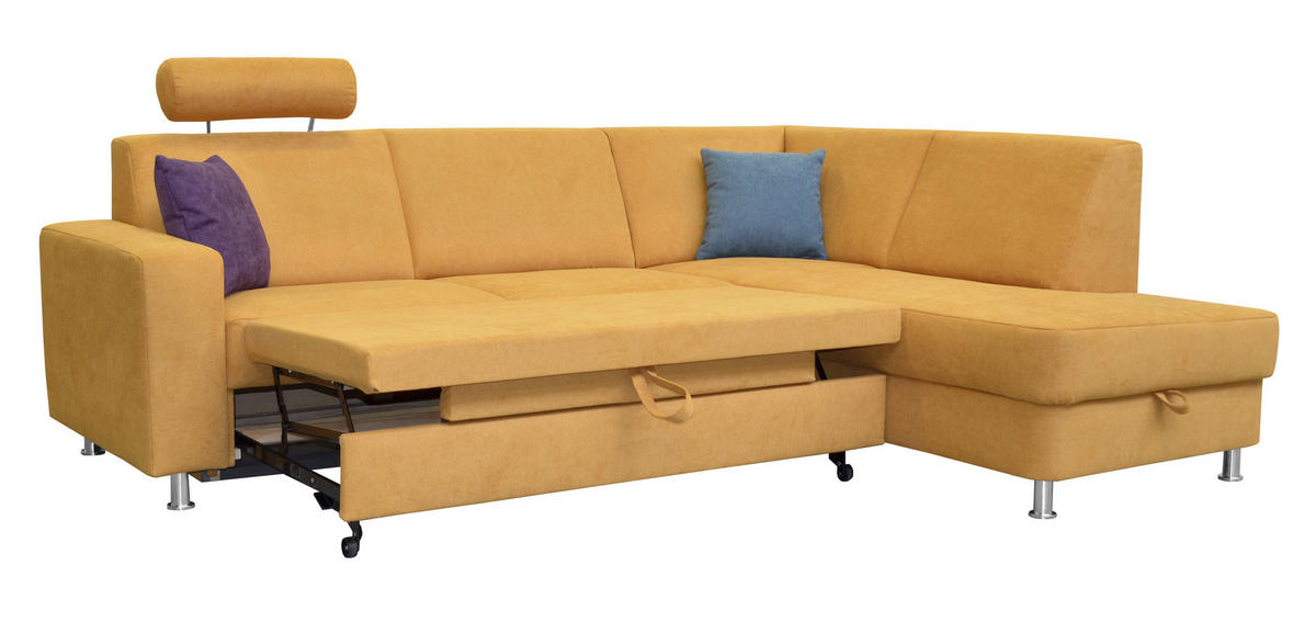 ECKSOFA in Chenille Gelb  248/198 cm  - Chromfarben/Gelb, Design, Kunststoff/Textil (248/198cm) - Xora