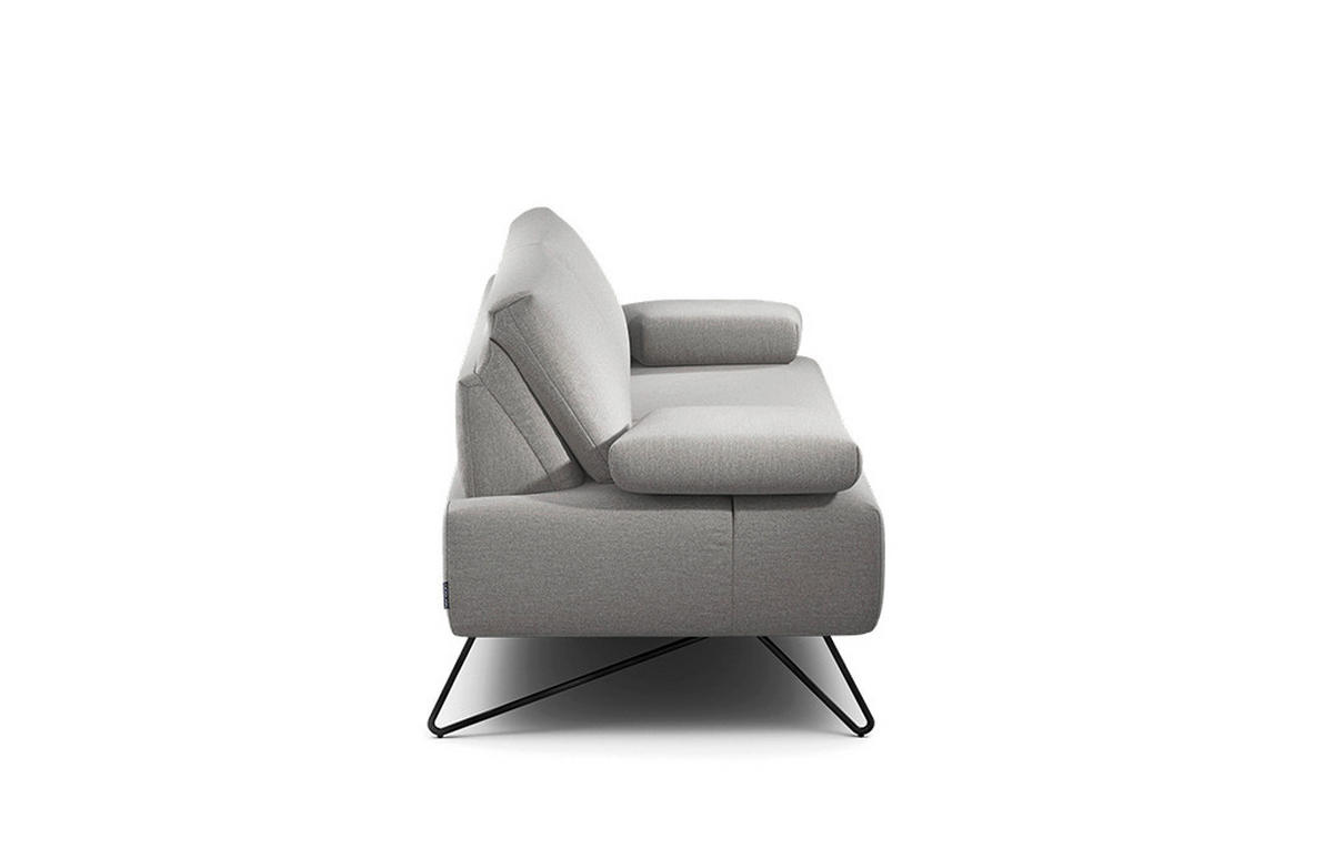 2-SITZER-SOFA Chenille Hellgrau  - Hellgrau/Schwarz, Design, Textil/Metall (164-194/85/86-94cm) - SENSOO