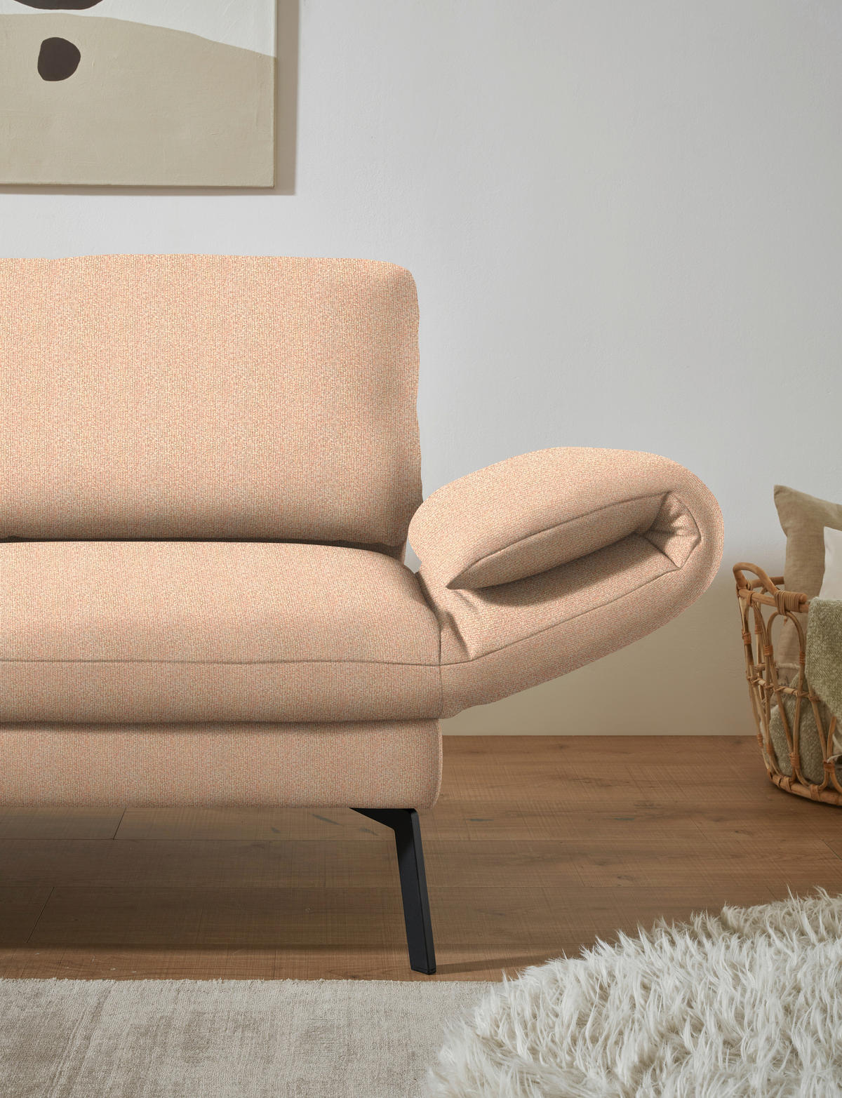 ECKSOFA  in Flachgewebe Lachsfarben  175-224/255-365 cm  - Schwarz/Lachsfarben, Design, Textil/Metall (175-224/255-365cm) - Dieter Knoll