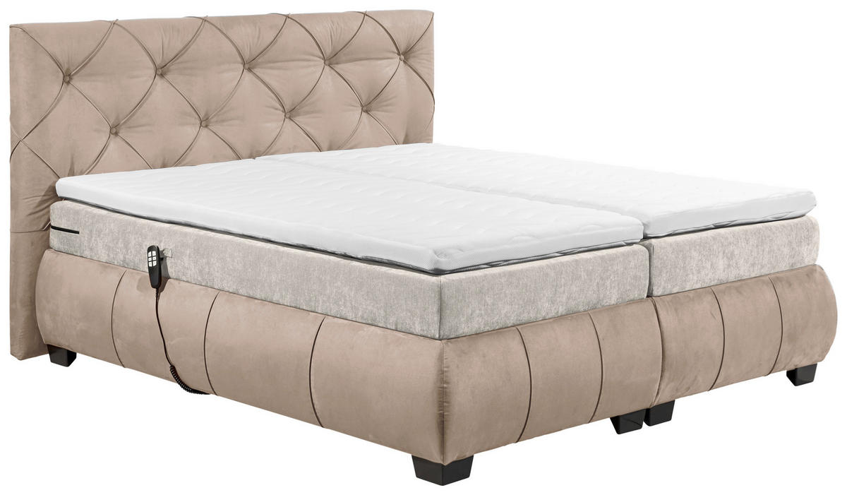 KONTINENTALSÄNG 180/200 cm  i brun  - brun/svart, Modern, trämaterial/textil (180/200cm) - MID.YOU