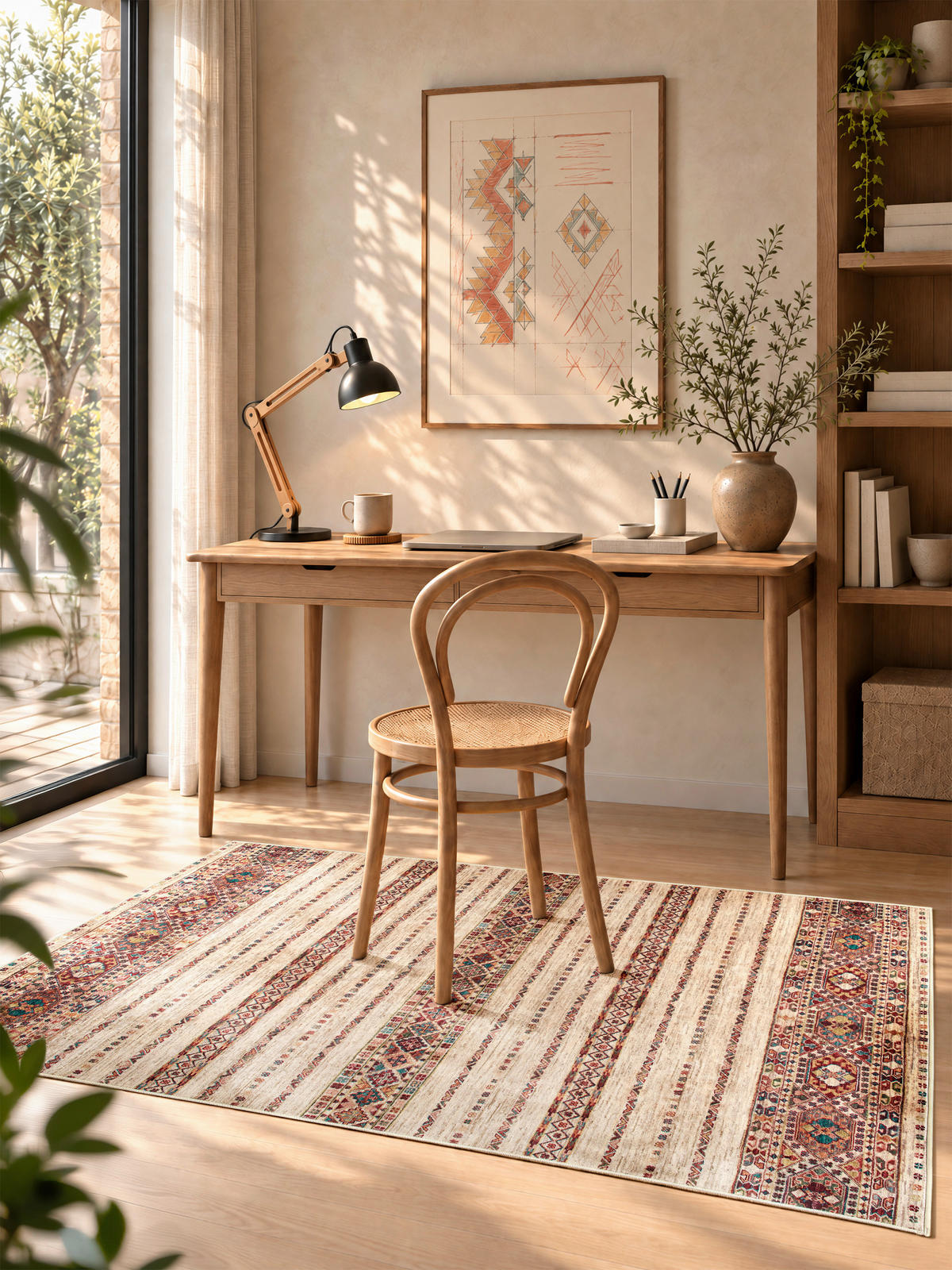VINTAGE-TEPPICH Cortea Araqan 130/190 cm  in Terracotta, Graublau, Elfenbein  - Elfenbein/Graublau, LIFESTYLE, Kunststoff/Textil (130/190cm) - Lindorug