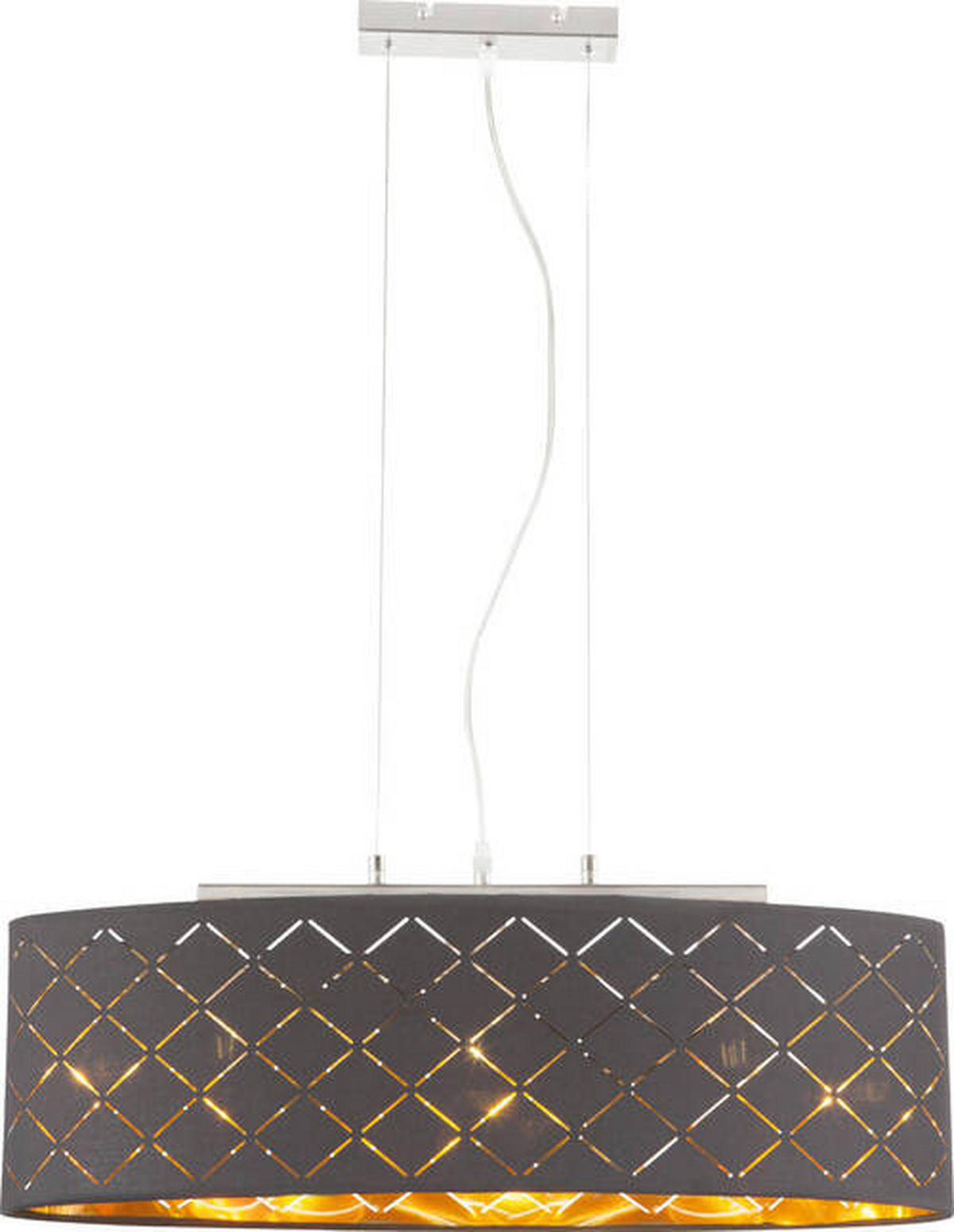 LED-HÄNGLAMPA 65/25/140 cm  - svart/guldfärgad, Design, metall/textil (65/25/140cm) - Globo