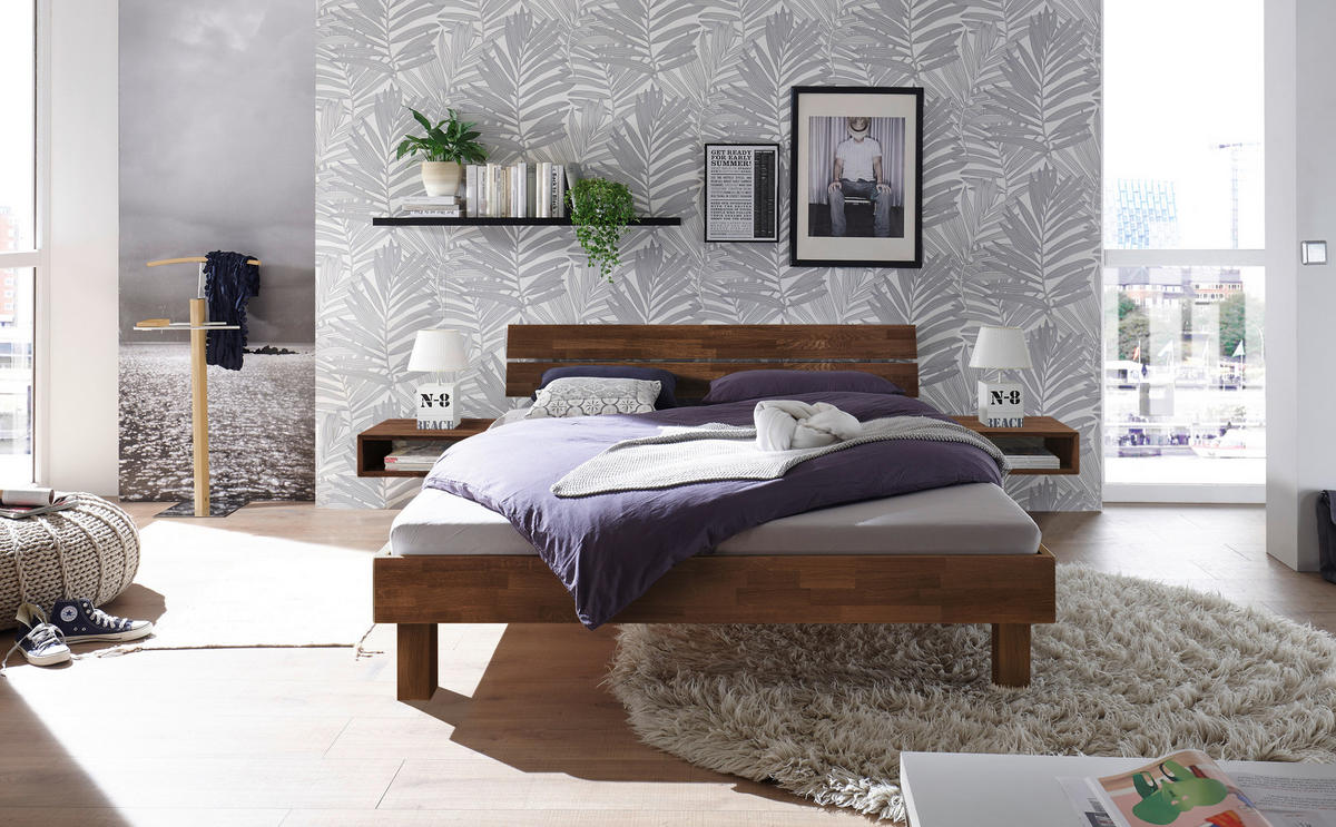 BETT 180/200 cm  in Nussbaumfarben  - Nussbaumfarben, Natur, Holz (180/200cm) - Hasena