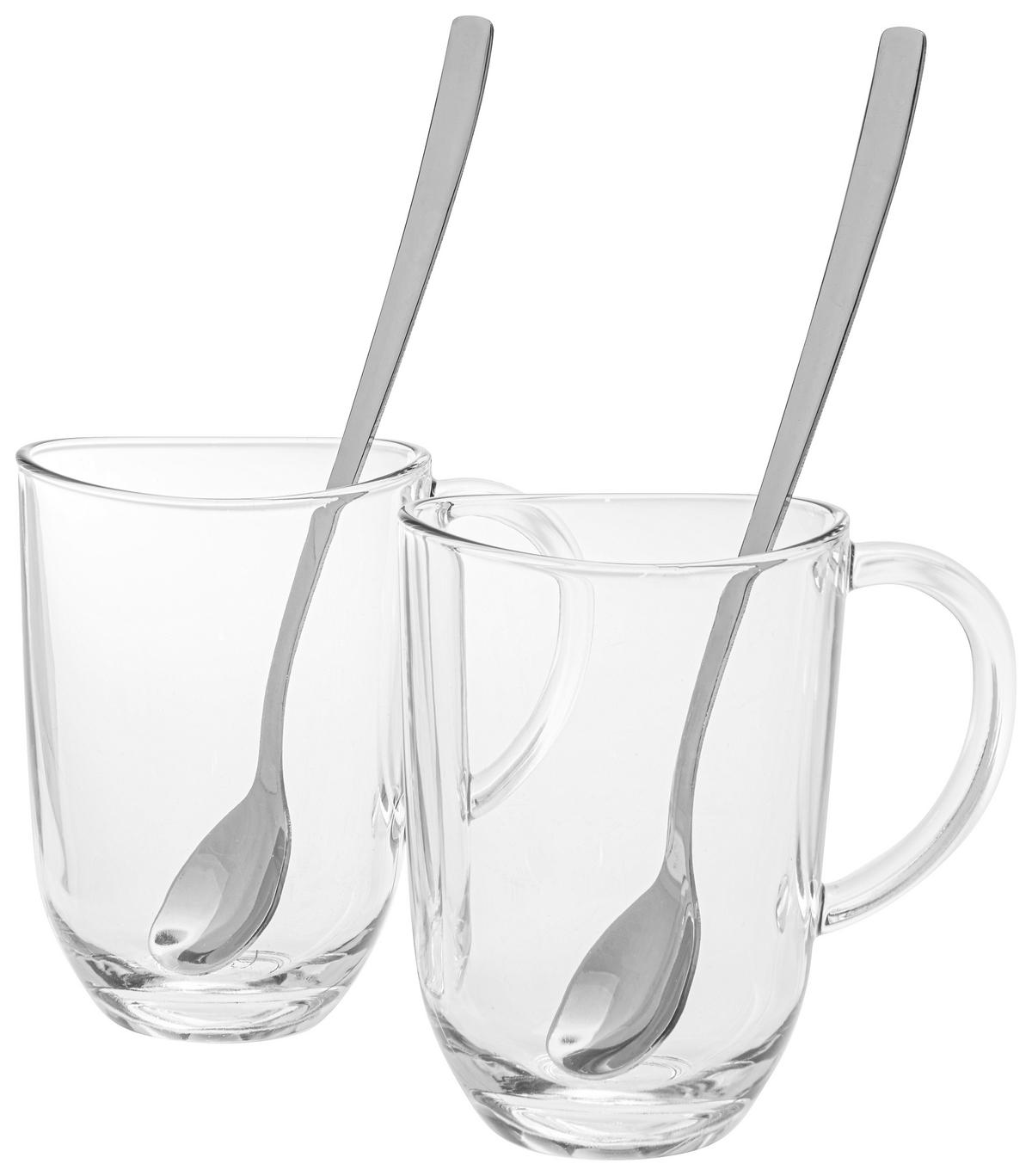 SADA NA LATTE MACCHIATO - čiré/barvy nerez oceli, Konvenční, kov/sklo (380ml) - Leonardo