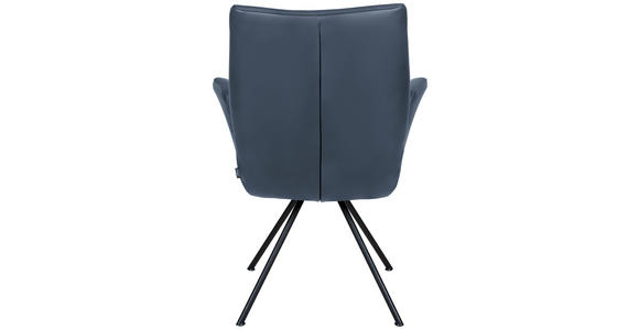 ARMLEHNSTUHL  Beinauswahl, Lederauswahl, Sitzfläche 360° drehbar  Echtleder  Schwarz, Graublau  - Graublau/Schwarz, Design, Leder/Metall (65/91/63cm) - Dieter Knoll