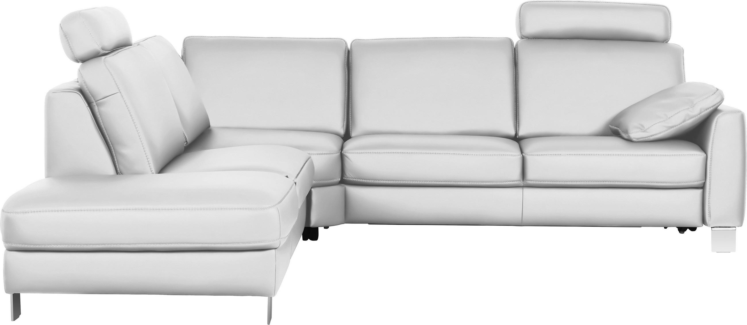 ECKSOFA in Echtleder Weiss  - Chromfarben/Weiss, Konventionell, Leder/Metall (245/272cm) - Valdera