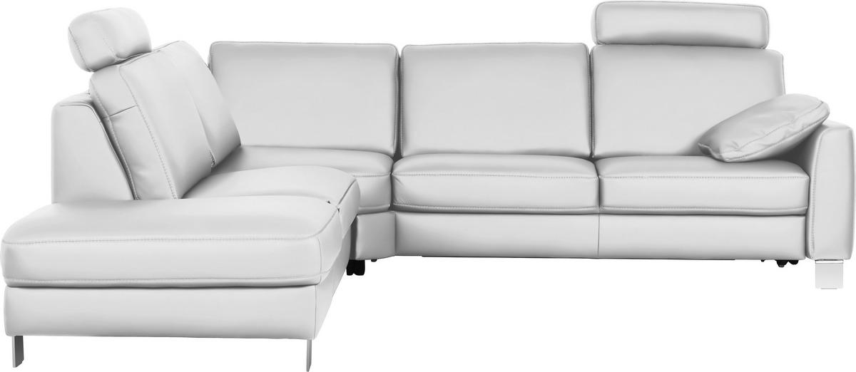 ECKSOFA in Echtleder Weiss  - Chromfarben/Weiss, Konventionell, Leder/Metall (245/272cm) - Valdera