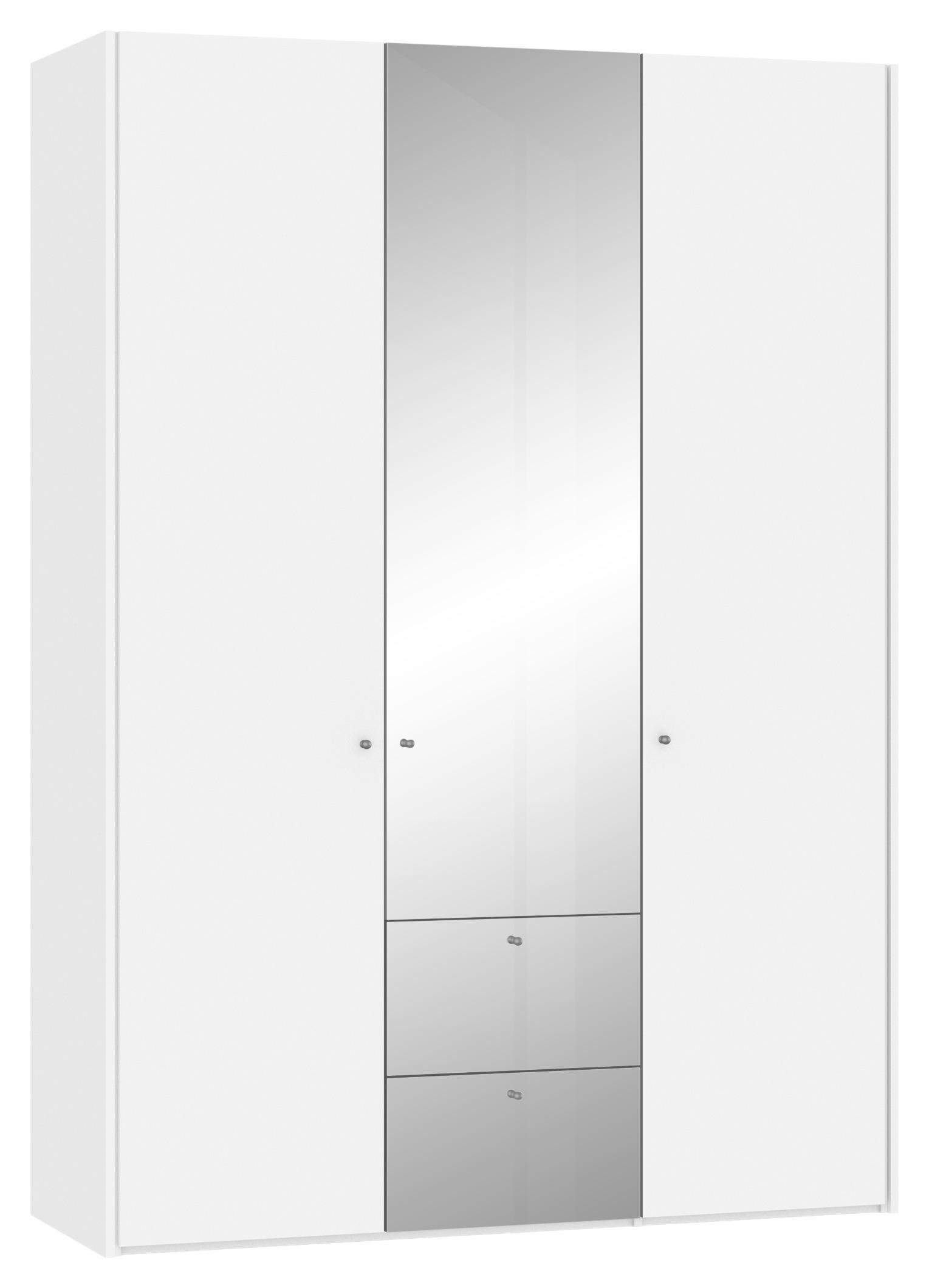 KLEIDERSCHRANK  in Weiß  - Silberfarben/Weiß, Design, Glas/Holzwerkstoff (156/220/59cm) - Jutzler