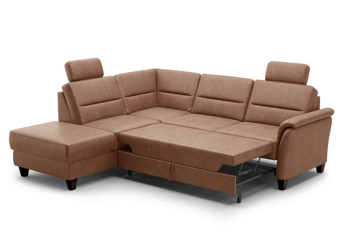 ECKSOFA PALMERA V Cognac Mikrofaser  - Wengefarben/Cognac, KONVENTIONELL, Holz/Textil (212/236cm) - Sit & More