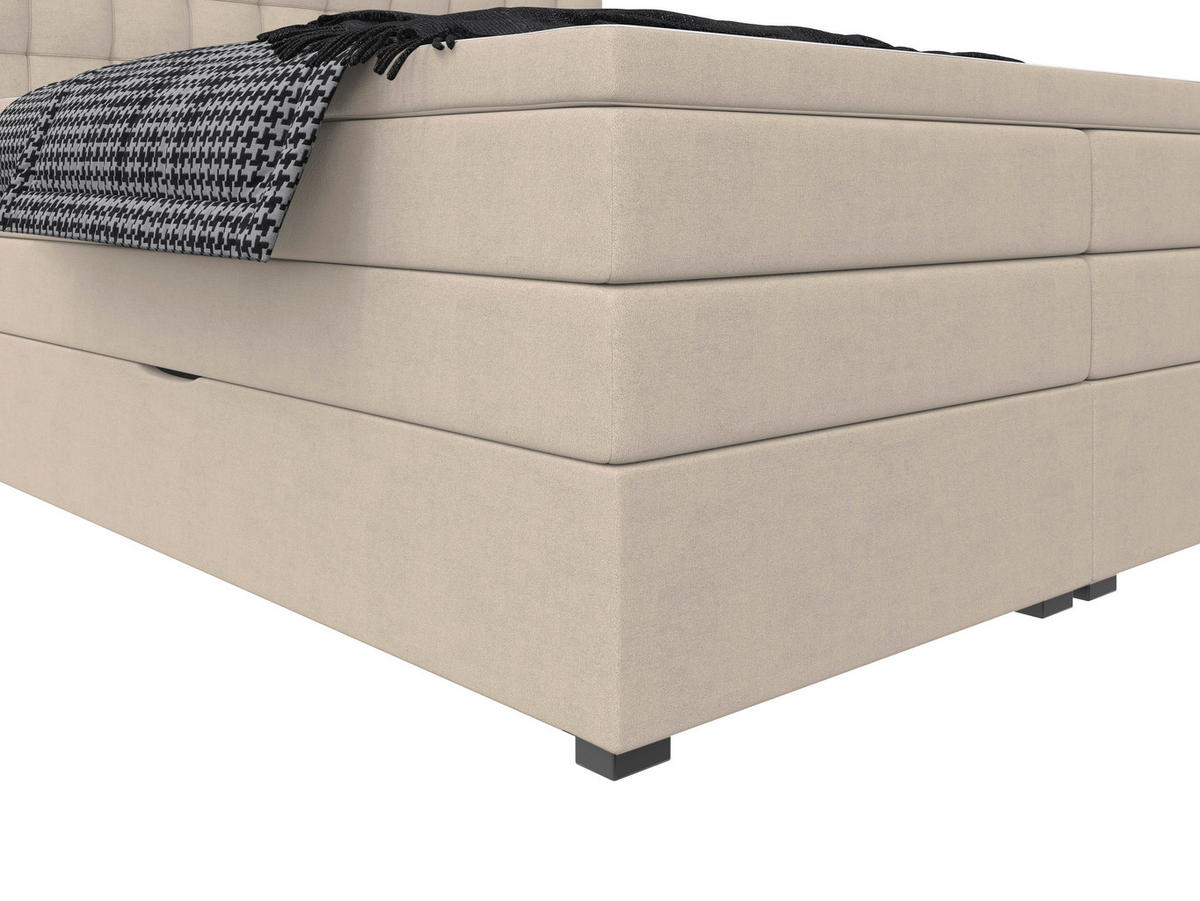 BOXSPRINGBETT 160/200 cm,  in Beige, Bettkasten, Topper, Matratzen, H3 = fest  - Beige/Schwarz, KONVENTIONELL, Kunststoff/Textil (160/200cm) - Boxxx
