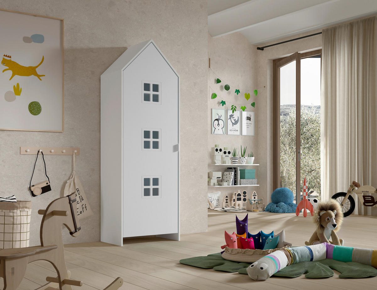 KINDERKLEIDERSCHRANK - Weiß, MODERN, Holzwerkstoff/Metall (57,6/171,3/37cm) - MID.YOU