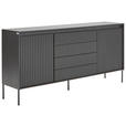 SIDEBOARD Schwarz Beleuchtung, Einlegeböden  - Schwarz, Trend, Holzwerkstoff/Metall (166/82/40cm) - Hom`in