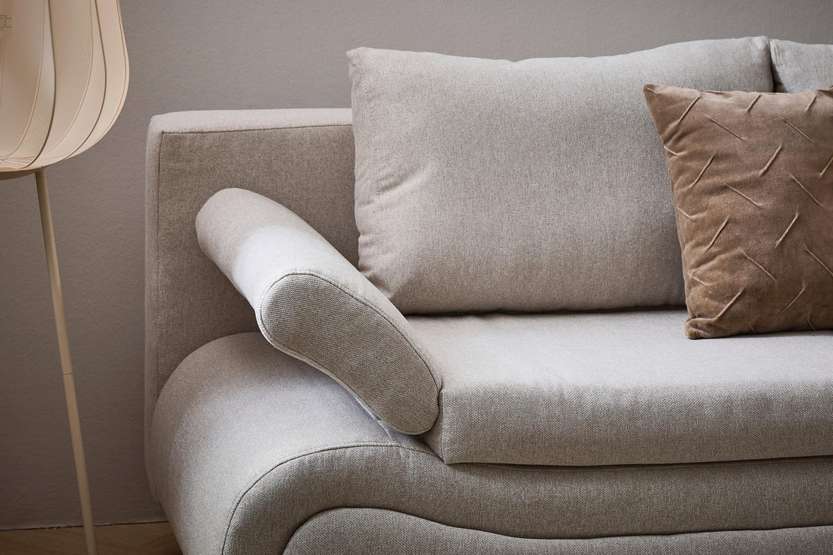 SCHLAFSOFA Jacquard Beige  - Chromfarben/Beige, Design, Textil (200/78/90cm) - Venda