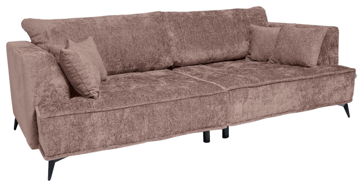 BIGSOFA Chenille Altrosa  - Schwarz/Altrosa, Design, Textil/Metall (250/90/120cm) - home24