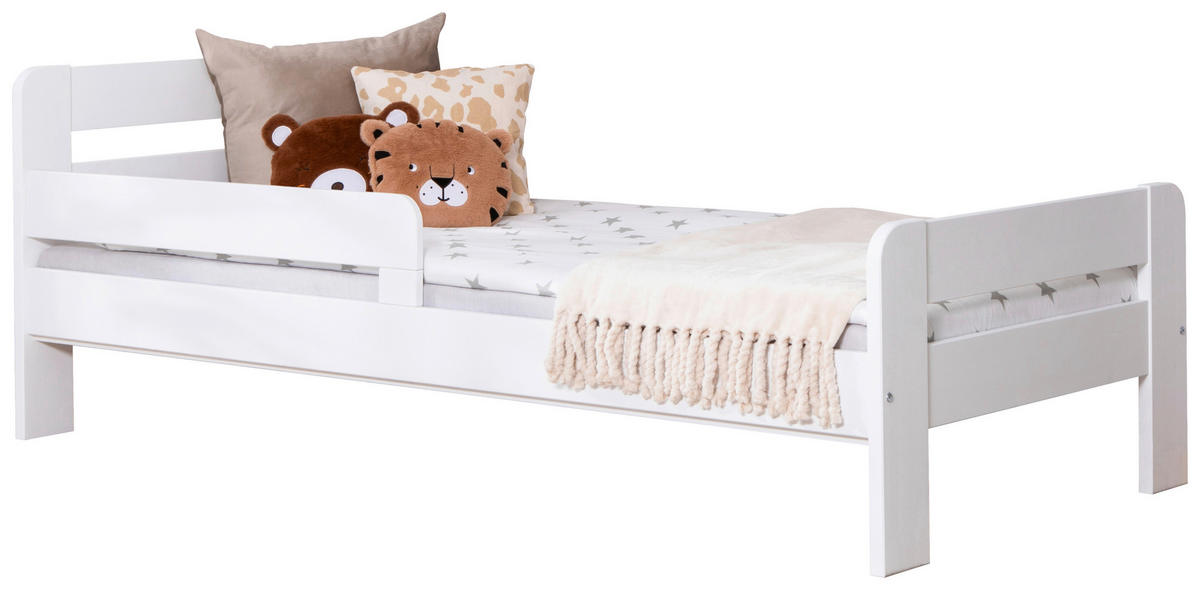 BETT 90/200 cm  in Weiß  - Naturfarben/Weiß, MODERN, Holz/Textil (90/200cm) - MID.YOU