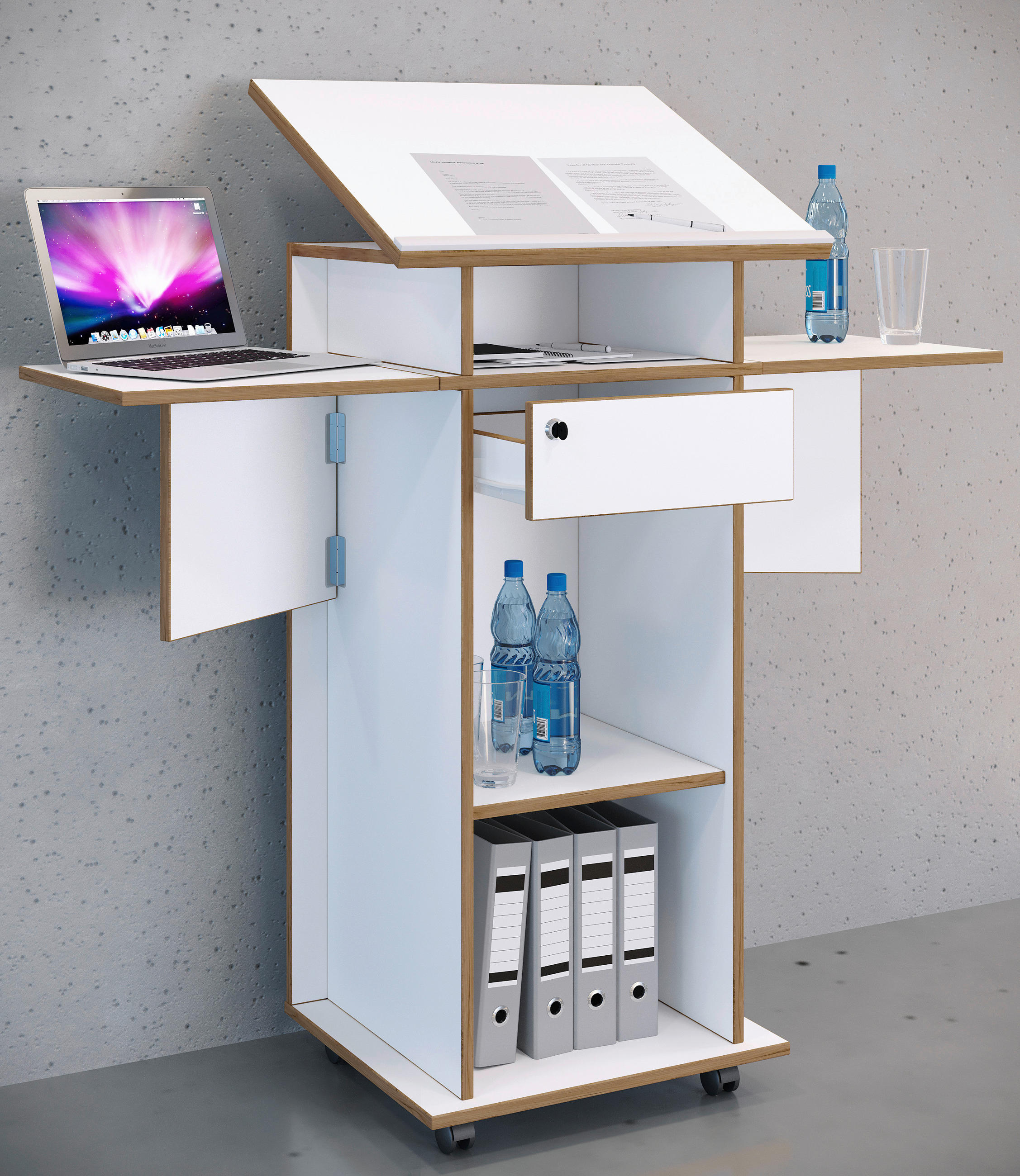 STEHPULT   - Honigeiche/Weiß, Design, Holzwerkstoff (123/128/44cm) - MID.YOU