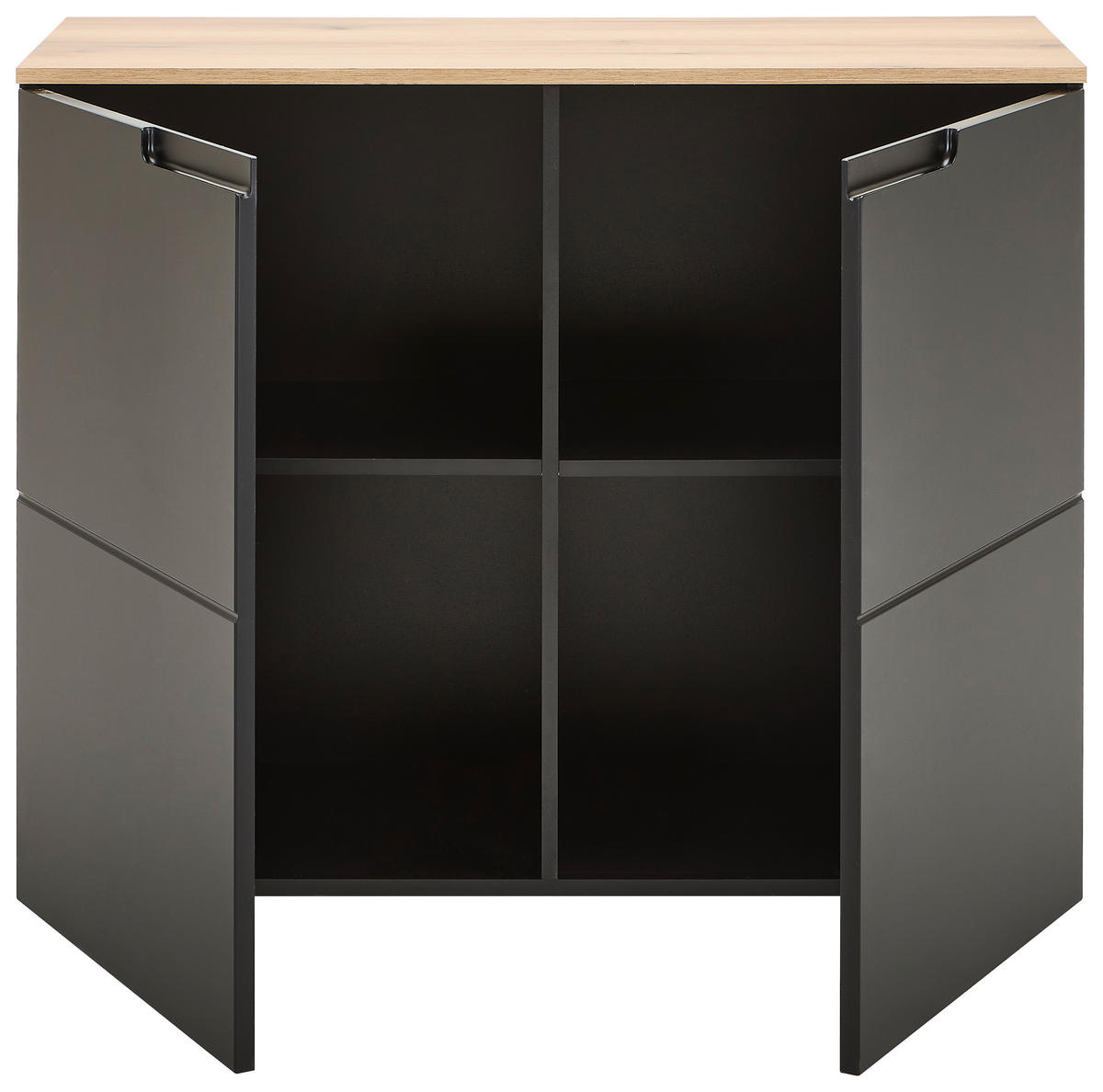 KOMMODE , 100/80/40 cm,  - Eichefarben/Schwarz, Design, Holzwerkstoff/Kunststoff (100/80/40cm) - MID.YOU