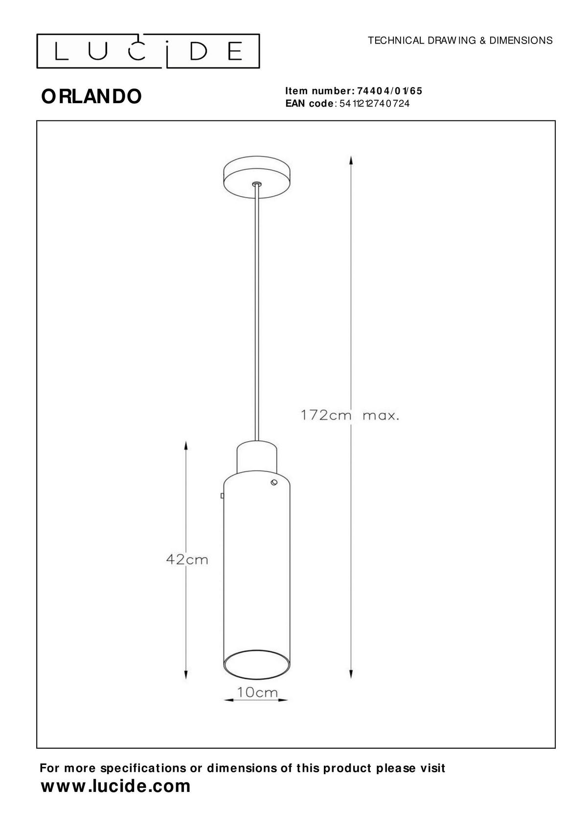 PENDELLEUCHTE Orlando 10/10/172 cm   - Hellgrau, Design, Glas (10/10/172cm) - Lucide