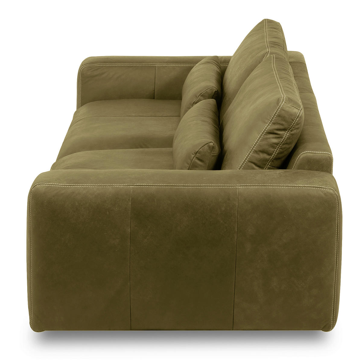 3-SITZER-SOFA  in Echtleder Olivgrün   - Beige/Schwarz, Design, Leder/Kunststoff (300/85/123cm) - Livetastic