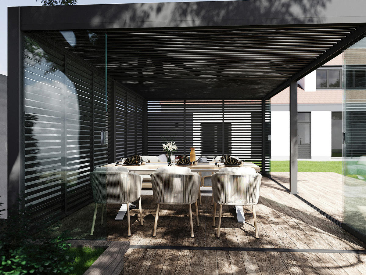 PERGOLA 800/255/400 cm Aluminium  - Anthrazit, Basics, Metall (800/255/400cm) - Gardenson