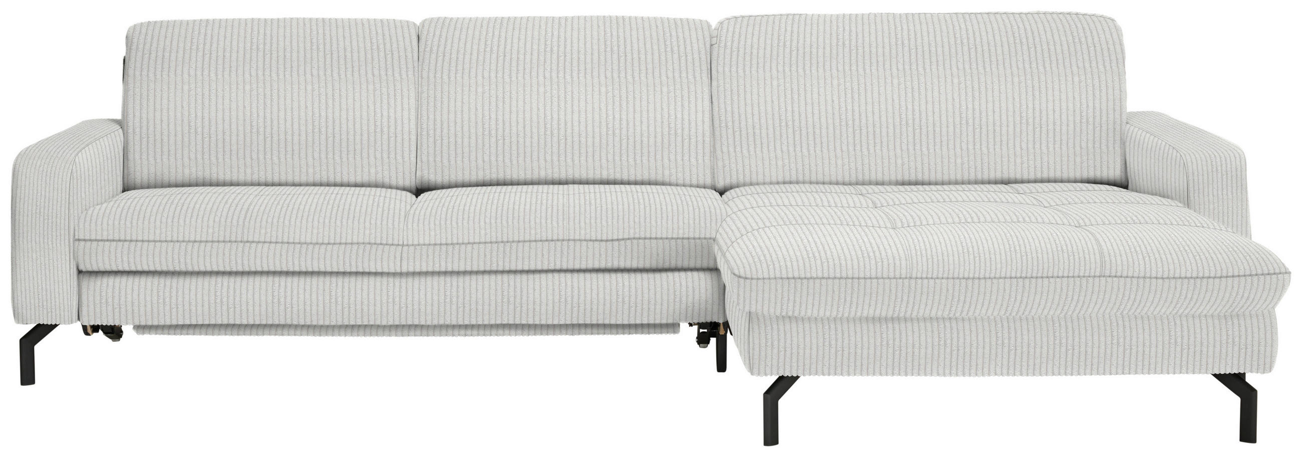 ECKSOFA in Cord Ecru  - Ecru/Schwarz, Design, Textil/Metall (302/178cm) - Beldomo Style