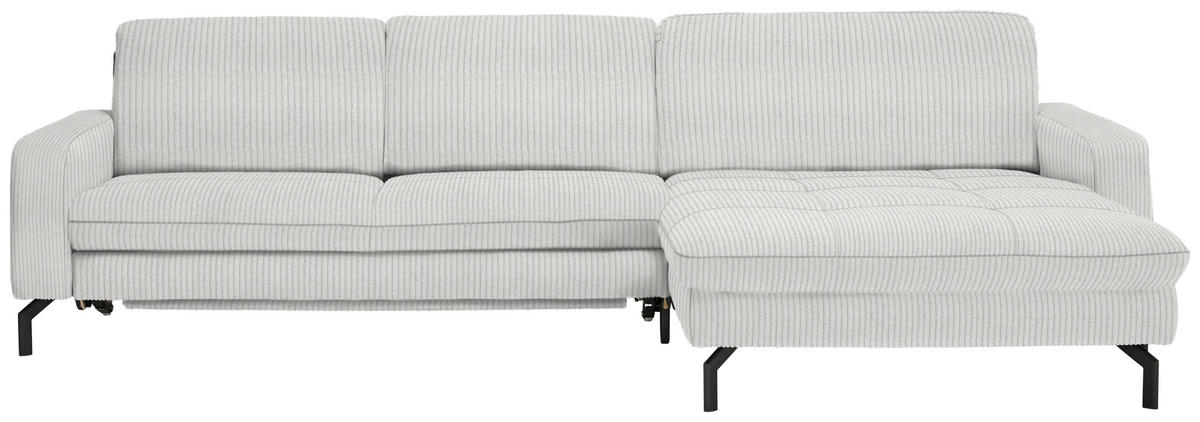 ECKSOFA in Cord Ecru  - Ecru/Schwarz, Design, Textil/Metall (302/178cm) - Beldomo Style