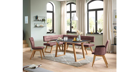 ECKBANK 155/195 cm  in Altrosa  - Eichefarben/Altrosa, KONVENTIONELL, Holz/Textil (155/195cm) - Dieter Knoll