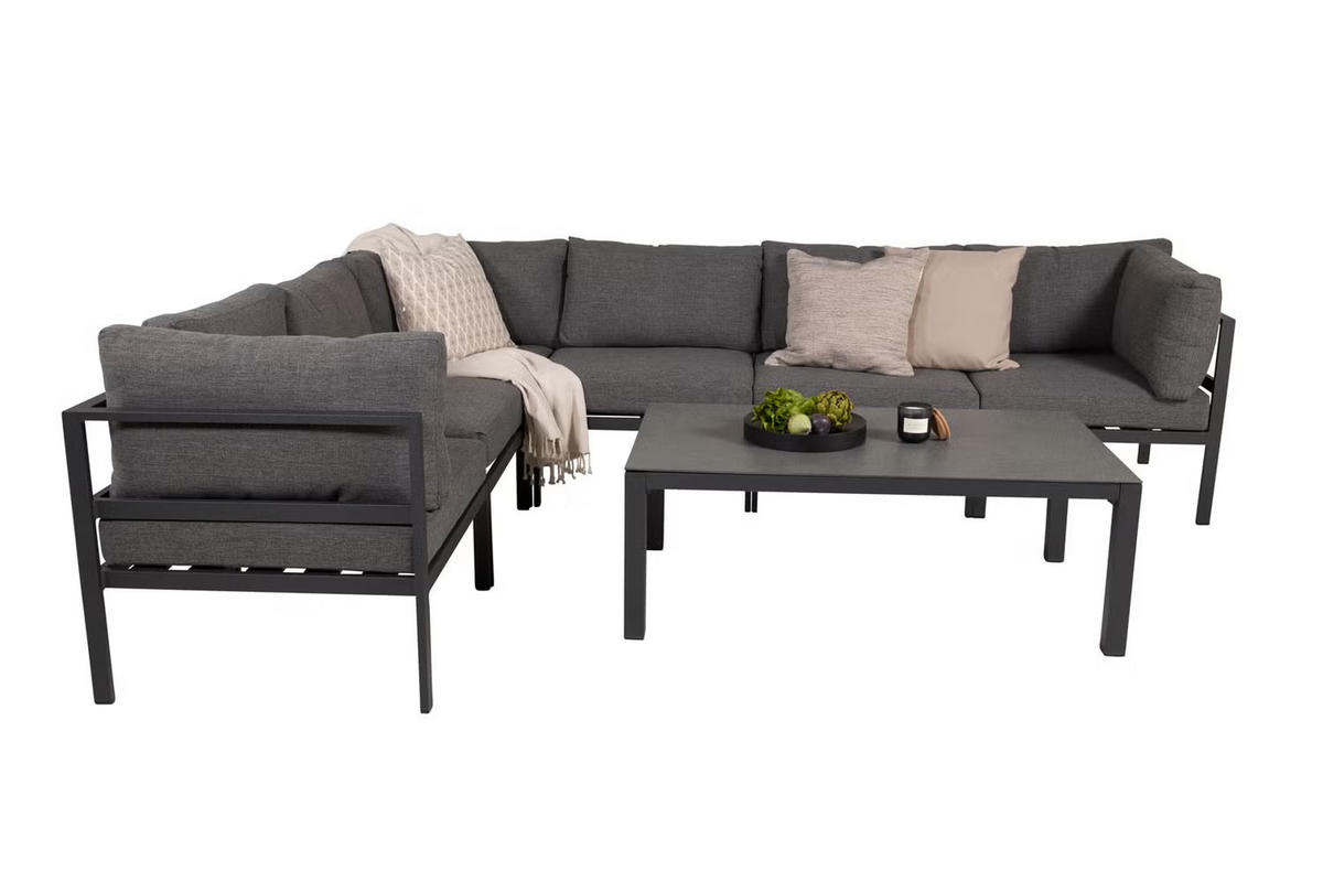 LOUNGETISCH 120/70/45 cm Metall, Glas  - Schwarz, KONVENTIONELL, Glas/Metall (120/70/45cm) - Gardenson