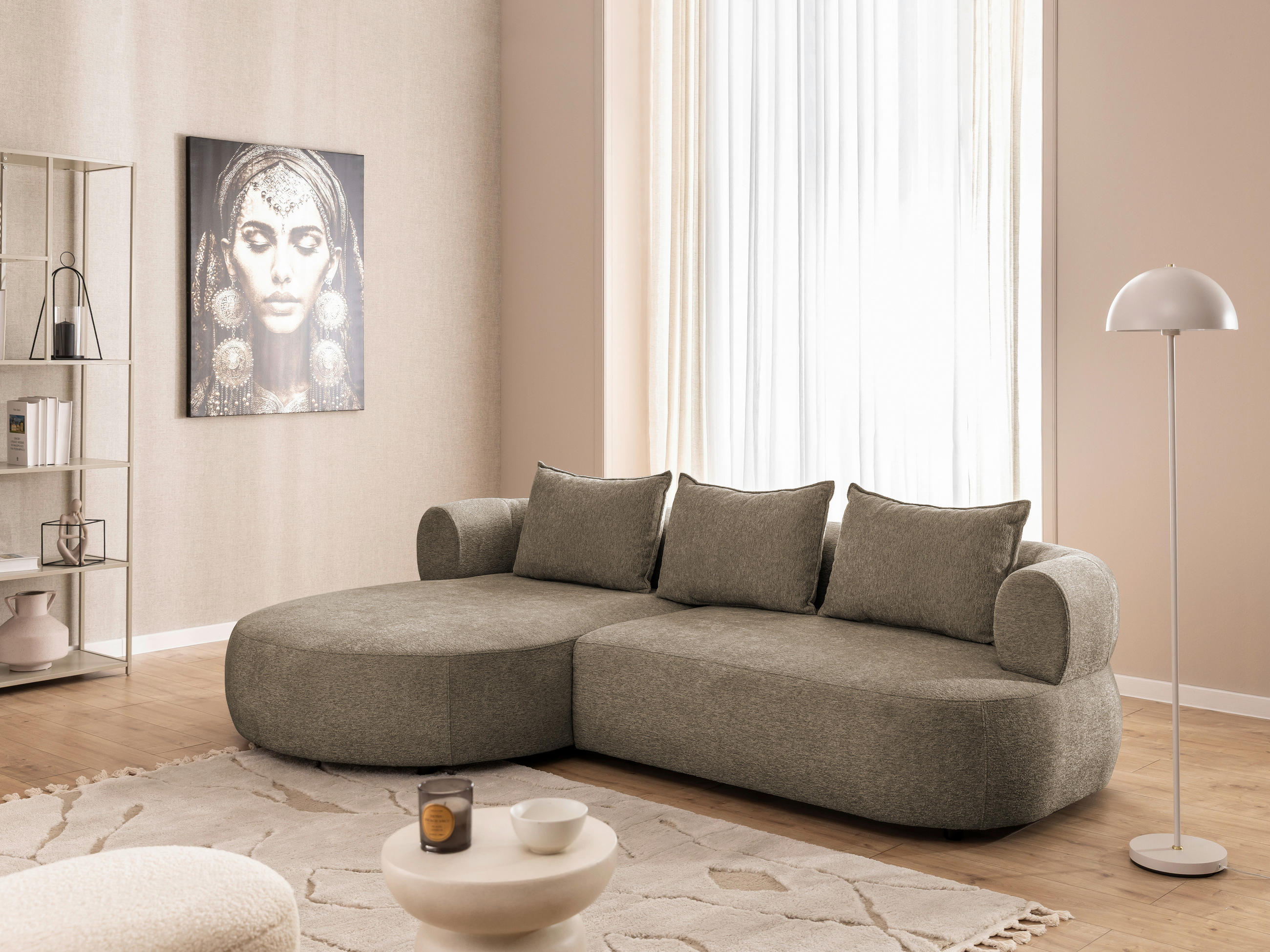 ECKSOFA FERRO Braun Chenille  - Schwarz/Braun, Design, Kunststoff/Textil (156/256cm) - Livetastic