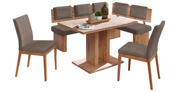 ECKBANKGRUPPE in Textil, Holzwerkstoff Braun, Eichefarben - Eichefarben/Braun, KONVENTIONELL, Holzwerkstoff/Textil - Cantus