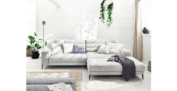 ECKSOFA in Flachgewebe Creme 296/207 cm - Creme/Schwarz, Design, Textil/Metall (296/207cm) - Dieter Knoll