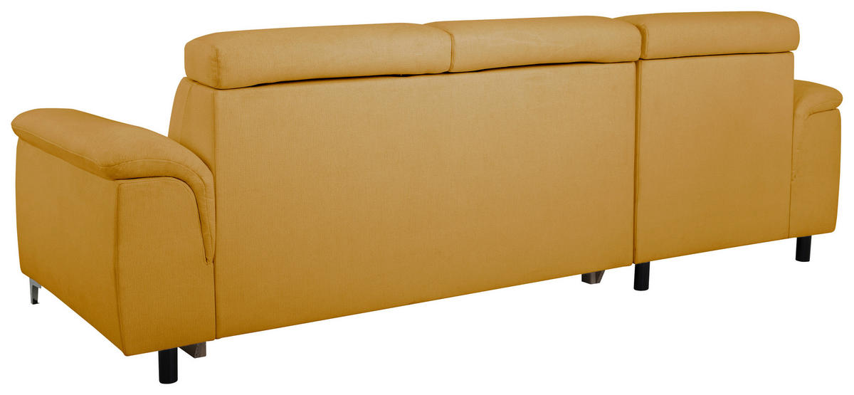 ECKSOFA in Flachgewebe Senfgelb  - Chromfarben/Senfgelb, Konventionell, Textil/Metall (175/268cm) - Carryhome