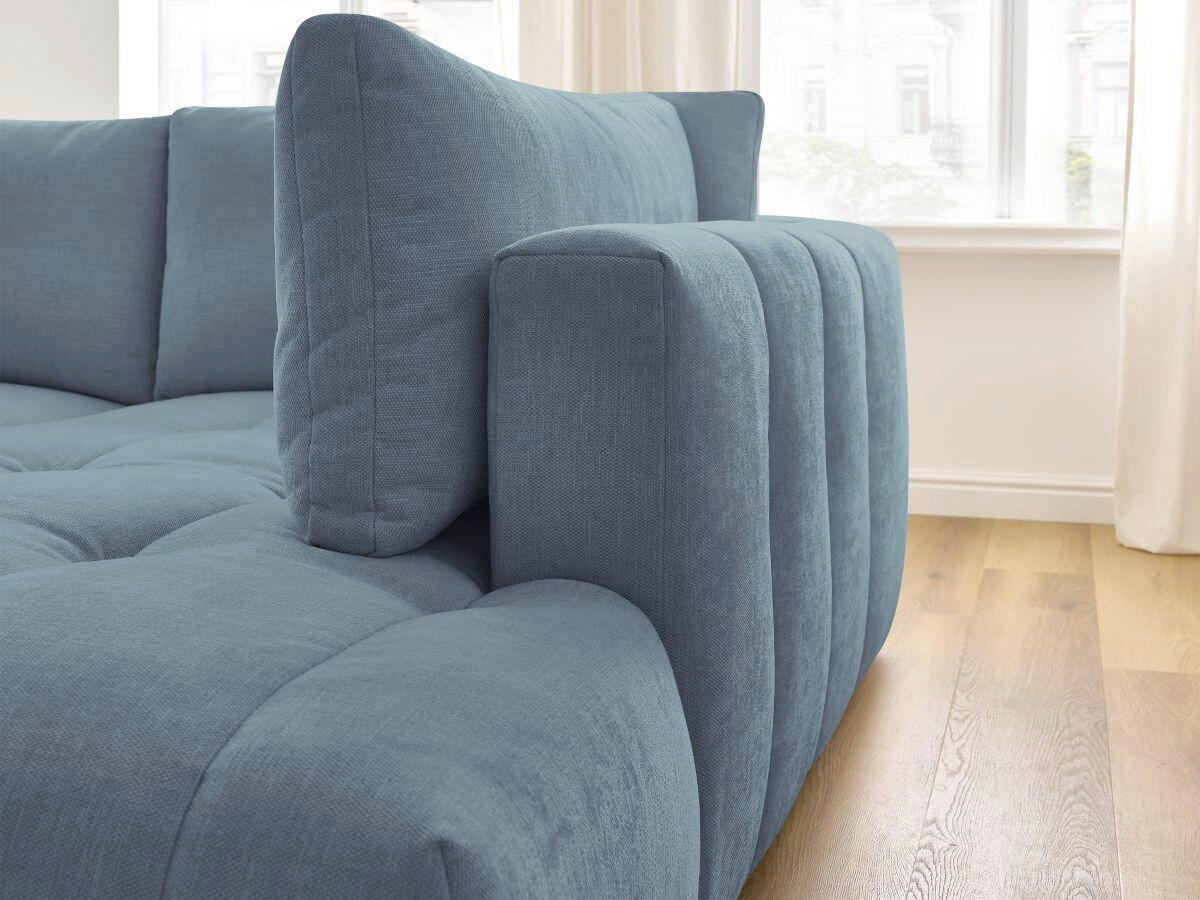 ECKSCHLAFSOFA FUJI Leinenoptik Hellblau  inkl.  - Schwarz/Hellblau, MODERN, Kunststoff/Textil (282/204cm)
