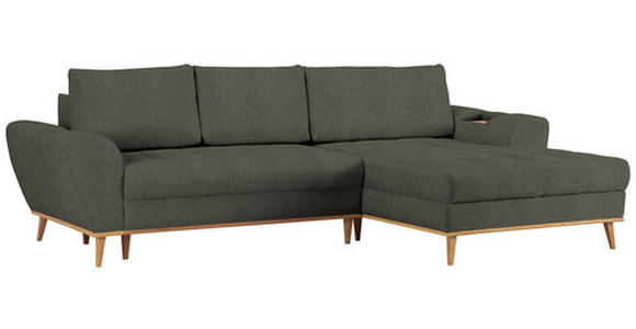 ECKSOFA in Webstoff Grün  - Eichefarben/Grün, Design, Holz/Textil (282/175cm) - Carryhome