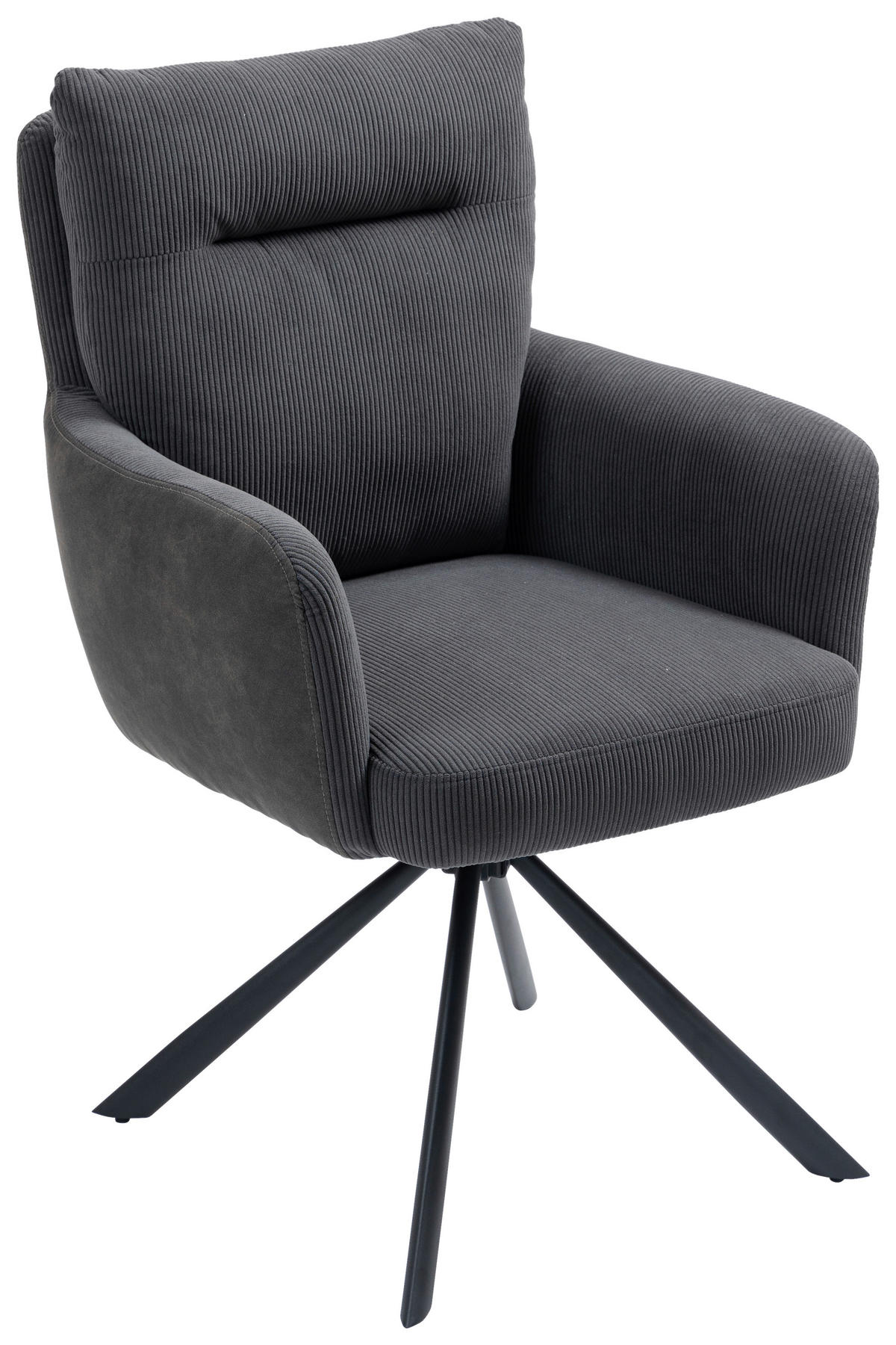 ARMLEHNSTUHL  in Eisen Cord  - Anthrazit/Schwarz, KONVENTIONELL, Textil/Metall (60/95/67cm) - MID.YOU