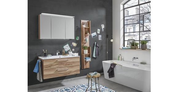 BADEZIMMER in 100 cm - Chromfarben/Eichefarben, KONVENTIONELL, Holzwerkstoff/Stein (100cm) - Novel