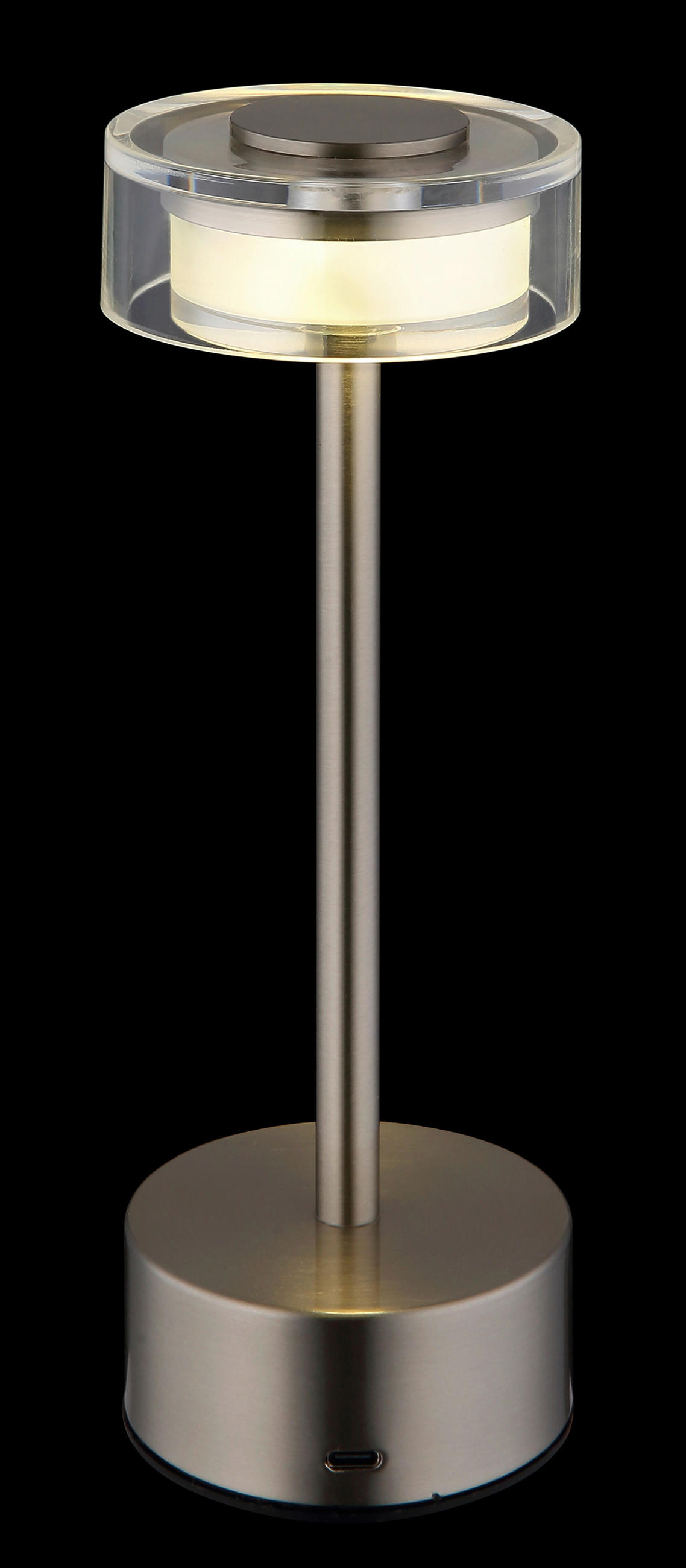 AKKU-TISCHLEUCHTE - Klar/Opal, Design, Kunststoff/Metall (8/23,5cm) - Globo