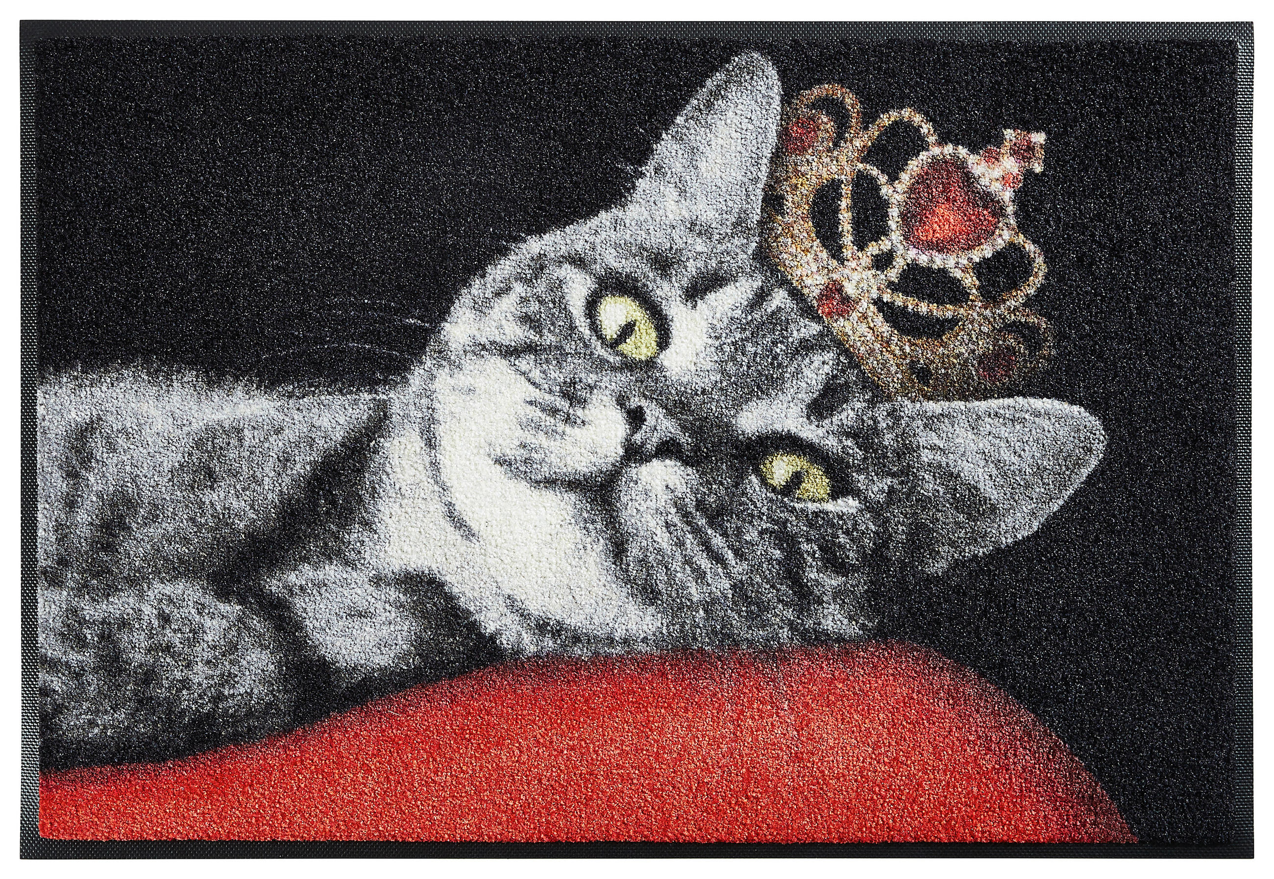 wash+dry FUßMATTE Royal Cat Rot, Schwarz 50x75 cm