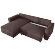 ECKSOFA Braun Cord Zierkissen, Rückenkissen, Bettkasten, Schlaffunktion, Rücken echt, Liegefläche im Originalstoff  - Schwarz/Braun, MODERN, Kunststoff/Textil (190/280cm) - Carryhome