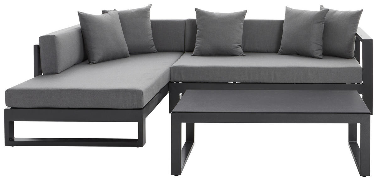 LOUNGEGARNITUR 180/248 cm Aluminium  - Anthrazit, Design, Glas/Textil (180/248cm) - Amatio