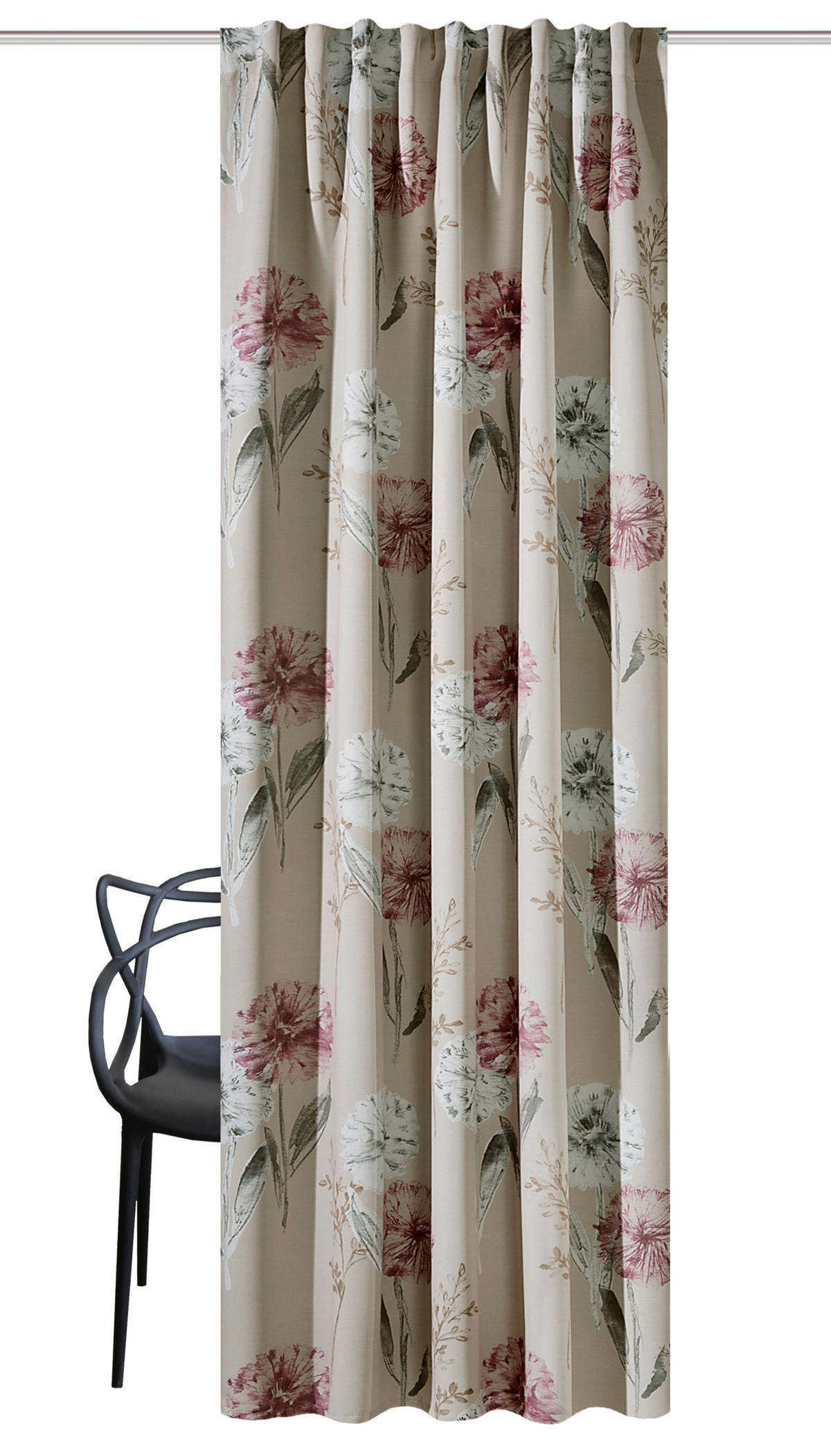 FERTIGVORHANG  blickdicht   135/245 cm  - Naturfarben/Rosa, ROMANTIK / LANDHAUS, Textil (135/245cm)