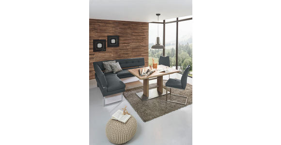 ECKBANK 158/200 cm  in Grau, Edelstahlfarben  - Edelstahlfarben/Grau, Design, Textil/Metall (158/200cm) - Dieter Knoll