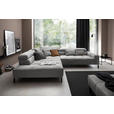 ECKSOFA Dunkelgrau Cord Rücken echt, Kopfteilverstellung, Sitzvorzug  - Dunkelgrau/Schwarz, KONVENTIONELL, Textil/Metall (219/311cm) - Hom`in