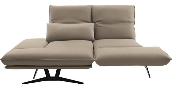 ECKSOFA in Echtleder Sandfarben  - Sandfarben/Gelb, Design, Leder/Metall (130/210cm) - Dieter Knoll