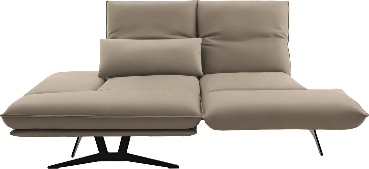 ECKSOFA in Echtleder Sandfarben  - Sandfarben/Gelb, Design, Leder/Metall (130/210cm) - Dieter Knoll
