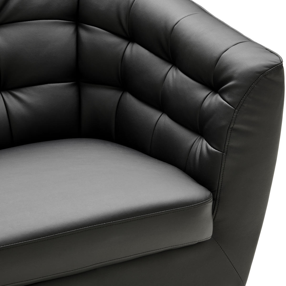 3-SITZER-SOFA Lederlook, Lederlook (vegan) Schwarz  - Schwarz, Design, Textil/Metall (191/78/84cm) - MID.YOU
