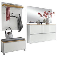 GARDEROBE 6-teilig  in 265/195/40 cm  - Weiss/Alufarben, Design, Glas/Holz (265/195/40cm)