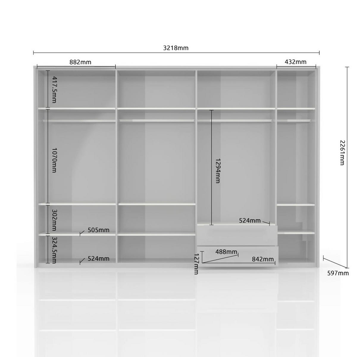 ORMAR SA KLASIČNIM VRATIMA bela, bela visoki sjaj  322/226/60 cm  - bela visoki sjaj/bela, Dizajnerski, pločasti materijal/plastika (322/226/60cm)