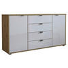 SIDEBOARD 140/70/43 cm  in Weiss, Eiche Bianco  - Schieferfarben/Weiss, Konventionell, Glas/Holzwerkstoff (140/70/43cm) - Dieter Knoll